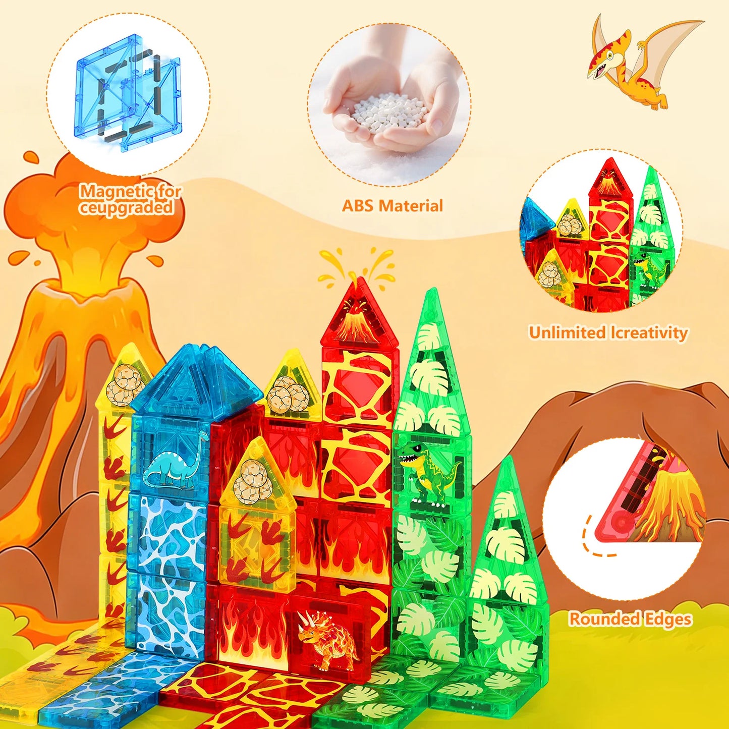 Magnetische Mini Bouwblokken Dinosaurus Model voor Kinderen