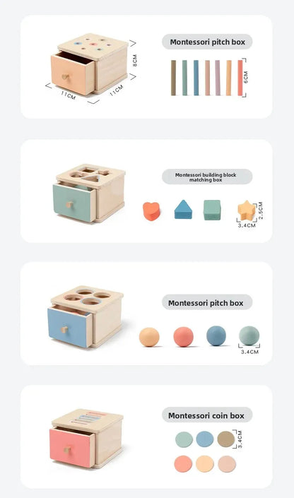Houten Montessori Sorteerbox voor Kleuren en Vormen met Lade
