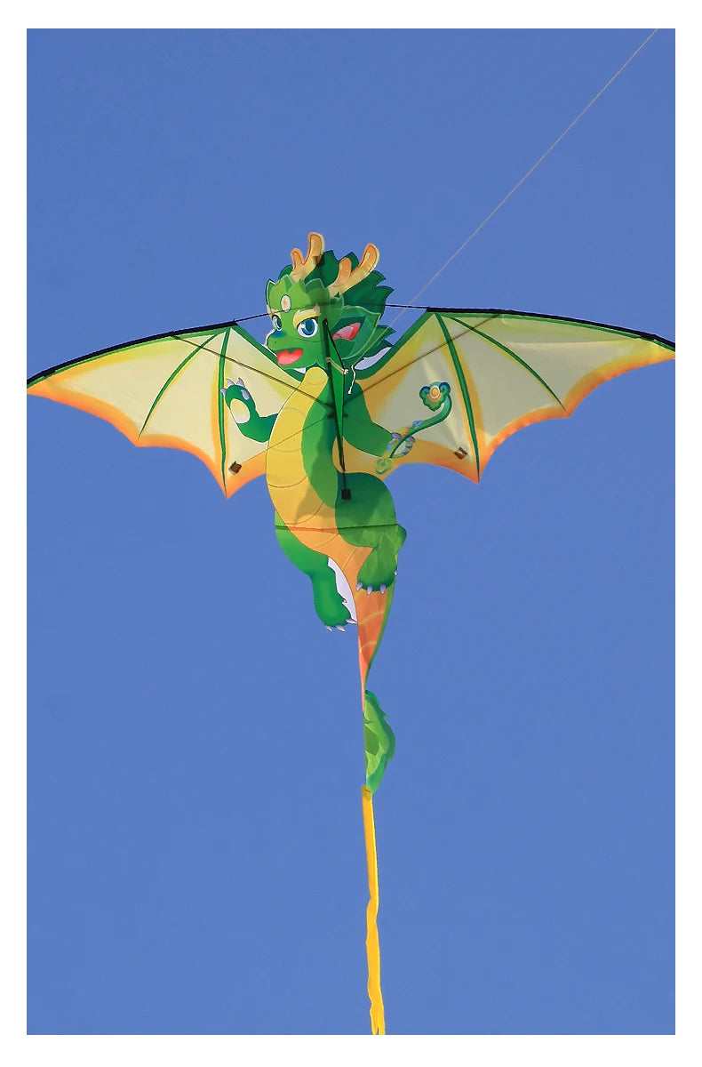 Groene Chinese Draak Vlieger voor Beginners - Inclusief 50 meter Lijn