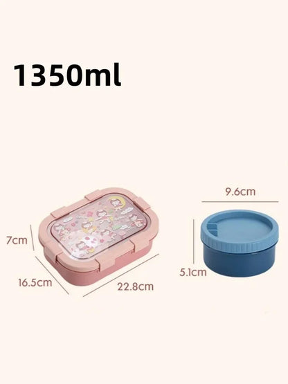 Cartoon Broodtrommel met Soepkom – Lekvrij en Draagbaar (1000ml/1350ml)