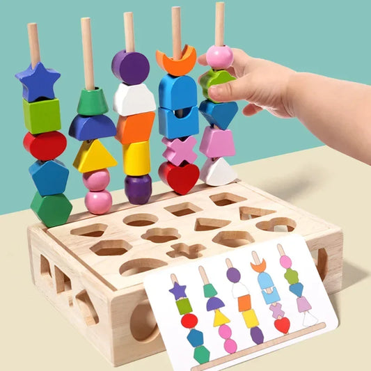 5-in-1 Montessori Houten Speelgoed voor Kleur- en Vormherkenning en Sorteren