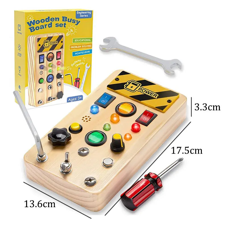 Houten Speelbord met LED Lichtschakelaars voor Kinderen 3-6 Jaar