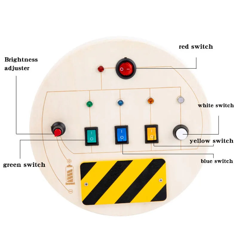 Houten Speelbord met LED Lichtschakelaars voor Kinderen 3-6 Jaar