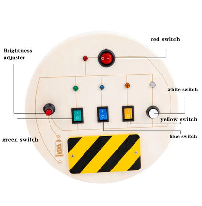 Houten Speelbord met LED Lichtschakelaars voor Kinderen 3-6 Jaar