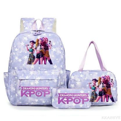 KPop Demon Hunters Schooltas met Lunchtas – Kleurrijk