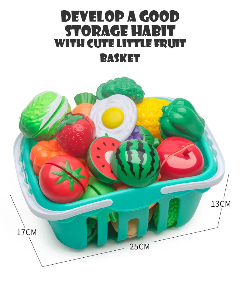 Snij Speelgoed Eten Fruit en Groenten met Opbergmandje
