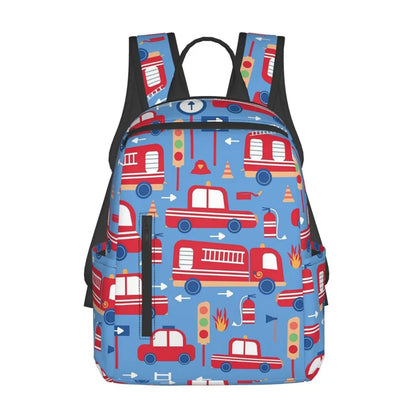Unisex Schooltas met Brandweerwagen Patroon