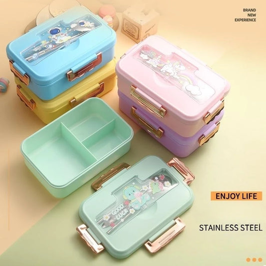 Bento Lunchbox Dinosaurus voor Kinderen - 3 Vakken & Magnetronbestendig