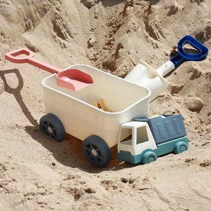 Zandbak en strandspeelgoed set met vrachtwagen, schep en hark