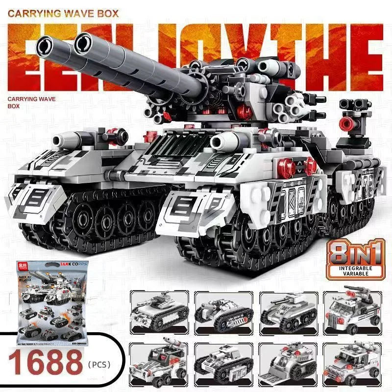 8-in-1 Militair Voertuig Bouwblokken Set | Compatibel met LEGO®