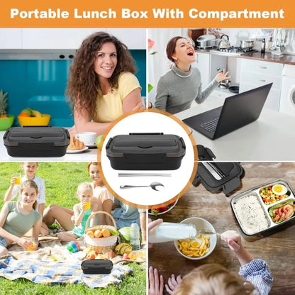 Geïsoleerde Lunchbox met Vakjes - Lekvrij & RVS Binnenkant