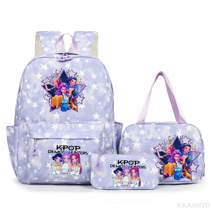 KPop Demon Hunters Schooltas met Lunchtas – Kleurrijk