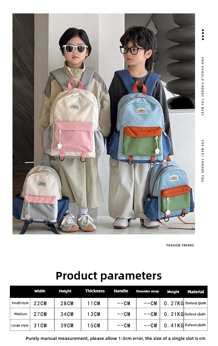 Lichtgewicht Kleurenblok Schoolrugzak - Waterproof & Comfortabel voor Kinderen