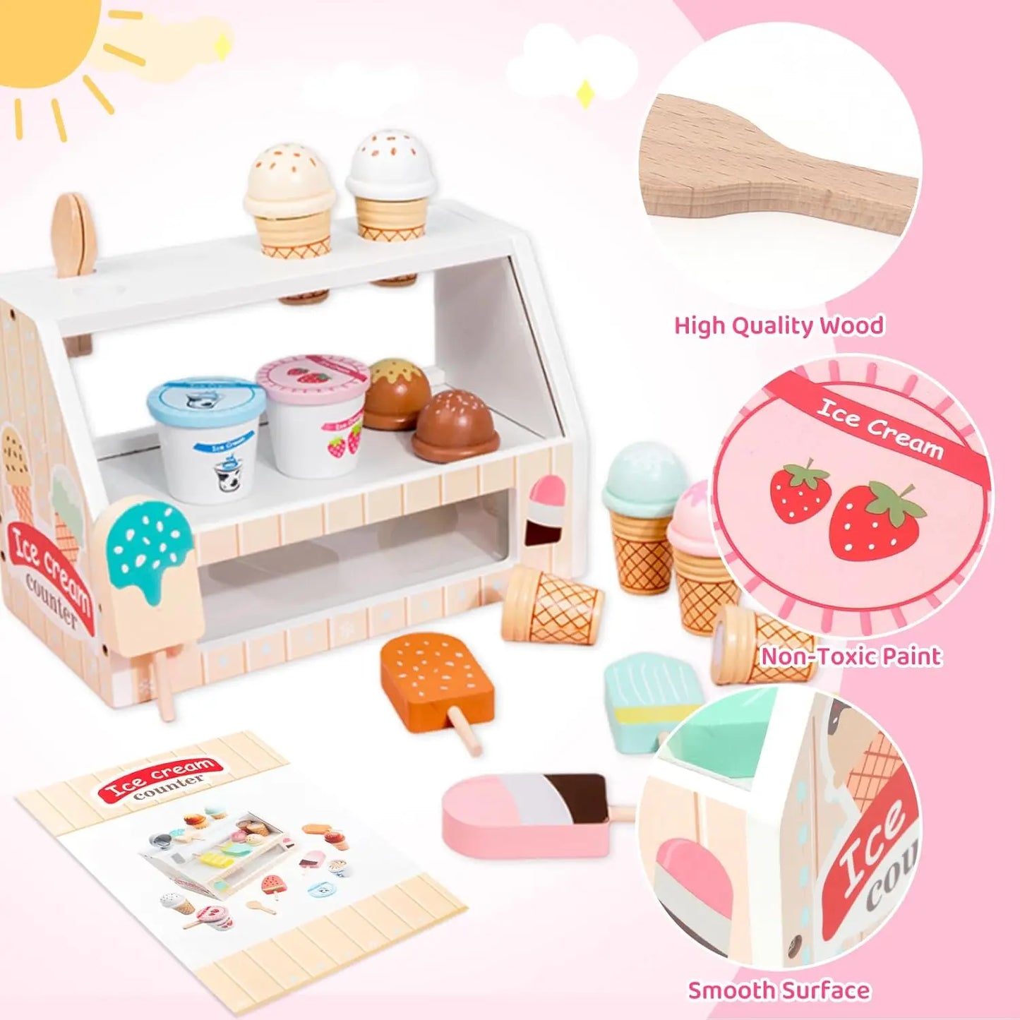 Houten IJsjes Speelgoed met Accessoires voor Kinderen