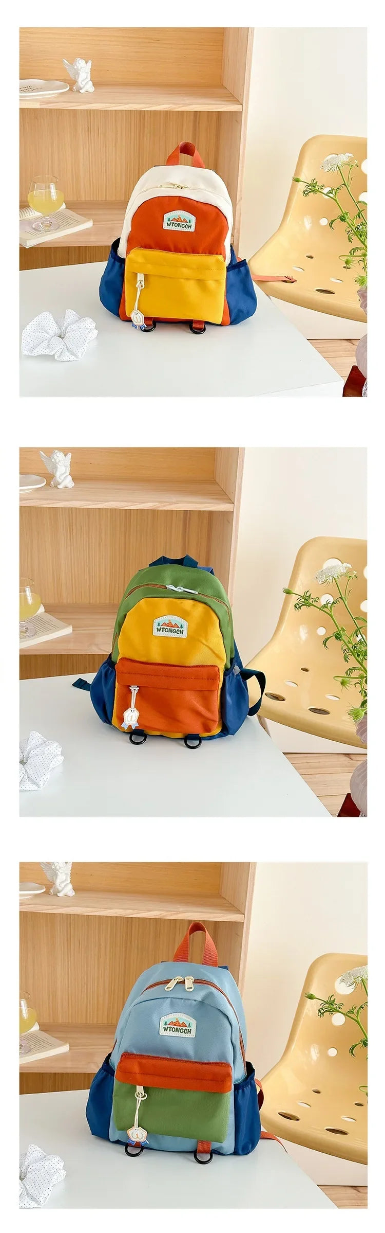 Lichtgewicht Kleurenblok Schoolrugzak - Waterproof & Comfortabel voor Kinderen