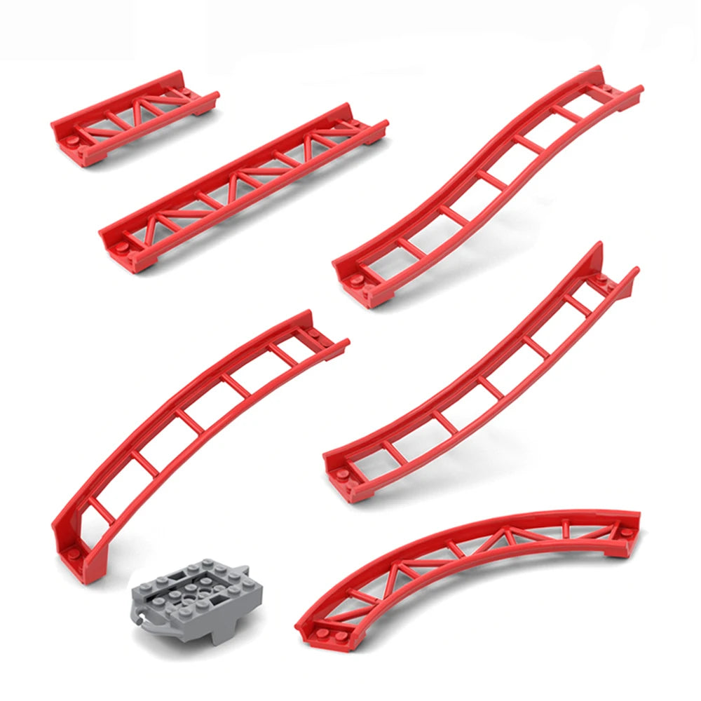 Set van 10 Technische Bouwstenen en Rails voor Achtbaan - Compatibel