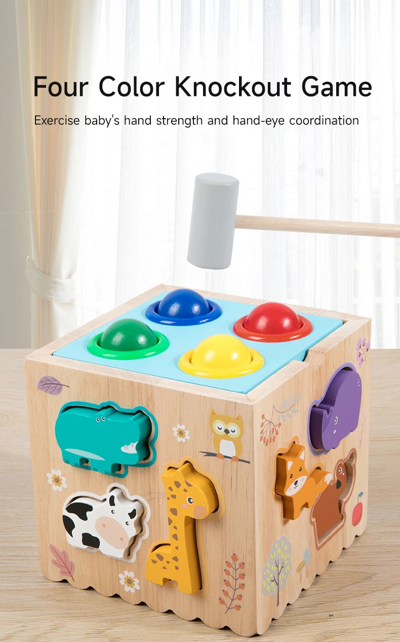 Houten Montessori Sorteerspel met Vormen en Dieren