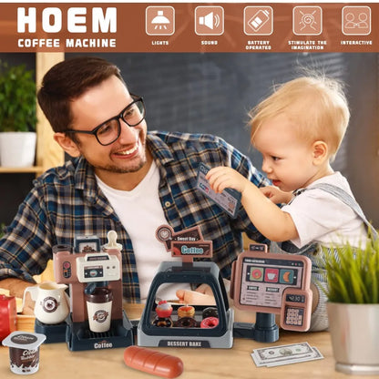 Speelgoed Keuken- en Kassa Set voor Kinderen met Koffiezetapparaat