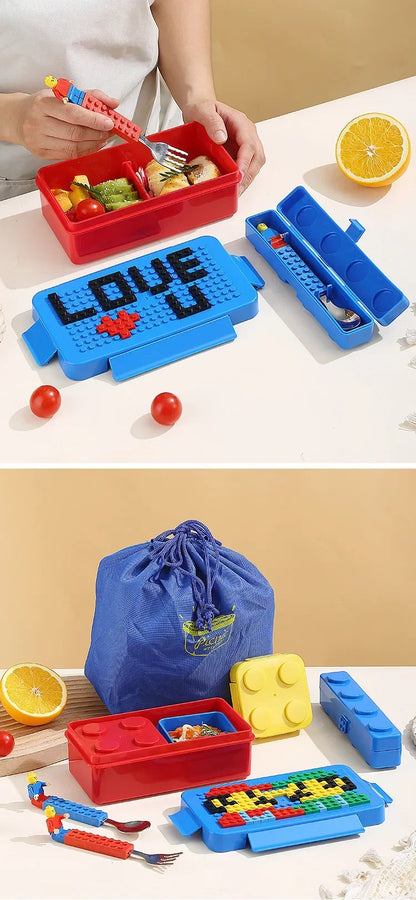 Kleurrijke Lunchbox met Bouwstenen voor Kinderen - Lekdicht en Magnetronbestendig