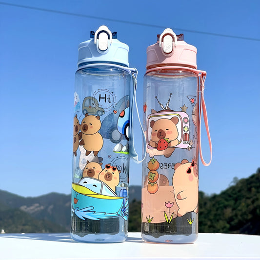 Lekvrije Kinder Waterfles met Rietje en Cartoon 800ml