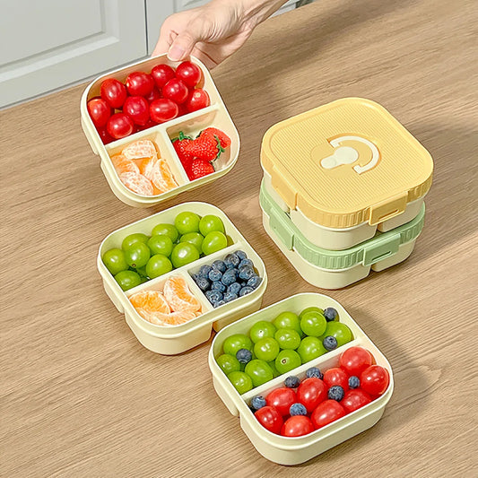 Draagbare Plastic Lunchbox met Vakken - Lekvrij & Magnetronbestendig voor Kinderen