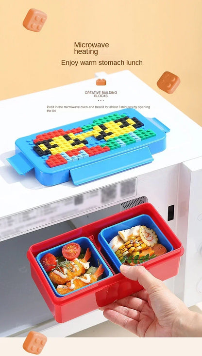Kleurrijke Lunchbox met Bouwstenen voor Kinderen - Lekdicht en Magnetronbestendig