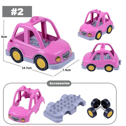 Voertuigen set voor grote bouwstenen – Compatibel met Duplo®