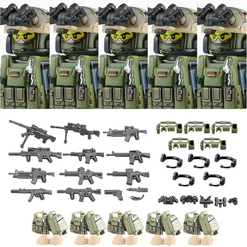 Bouwblokjes Figuren Commando Speciale Eenheid Leger met Wapens en Accessoires