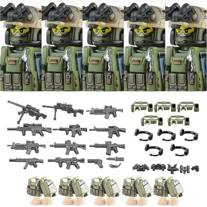 Bouwblokjes Figuren Commando Speciale Eenheid Leger met Wapens en Accessoires