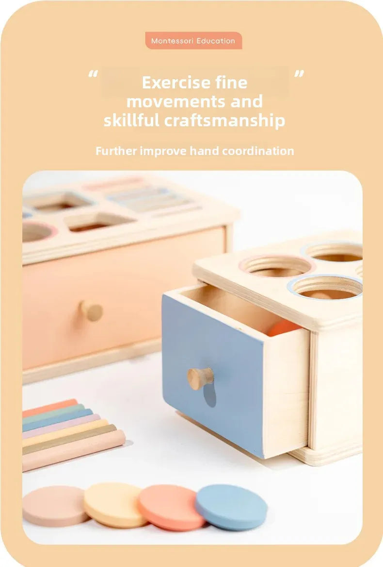 Houten Montessori Sorteerbox voor Kleuren en Vormen met Lade