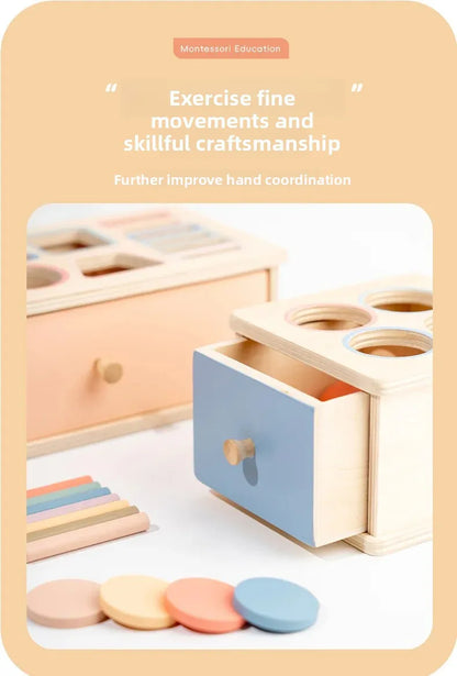 Houten Montessori Sorteerbox voor Kleuren en Vormen met Lade