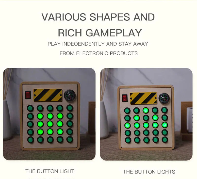 Houten Speelbord met LED Lichtschakelaars voor Kinderen 3-6 Jaar