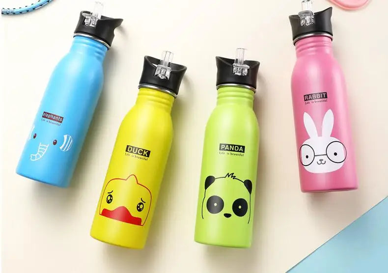 500ml Roestvrijstalen Waterfles met Rietje voor Kinderen