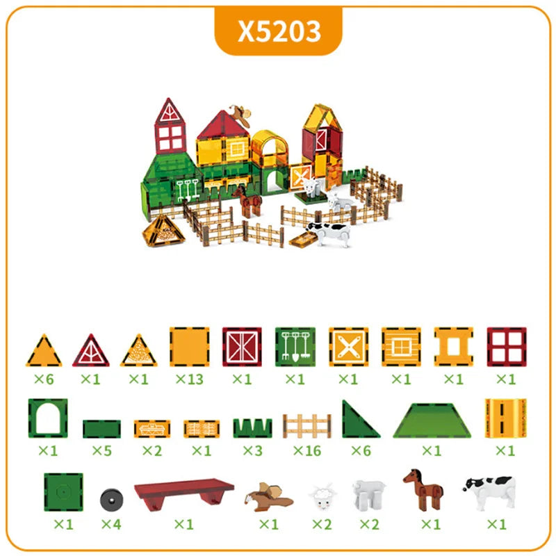 Magnetische Bouwblokken Set - Boerderijdieren & Dinosauriërs voor Kinderen