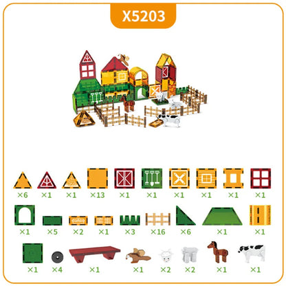 Magnetische Bouwblokken Set - Boerderijdieren & Dinosauriërs voor Kinderen
