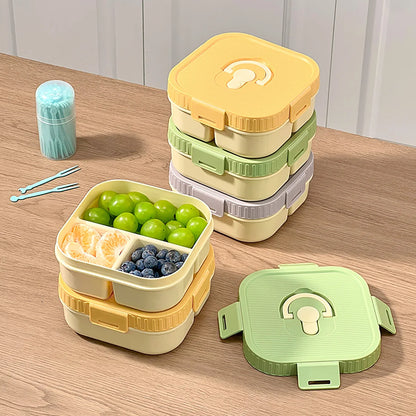 Draagbare Plastic Lunchbox met Vakken - Lekvrij & Magnetronbestendig voor Kinderen