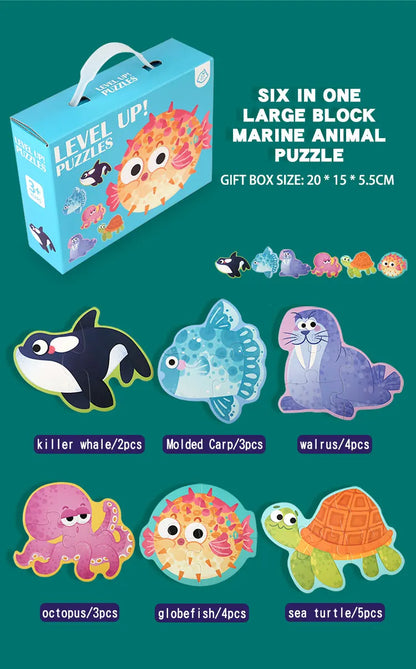 Educatieve legpuzzel set met dieren voor kinderen (verschillende moeilijkheidsgraden)