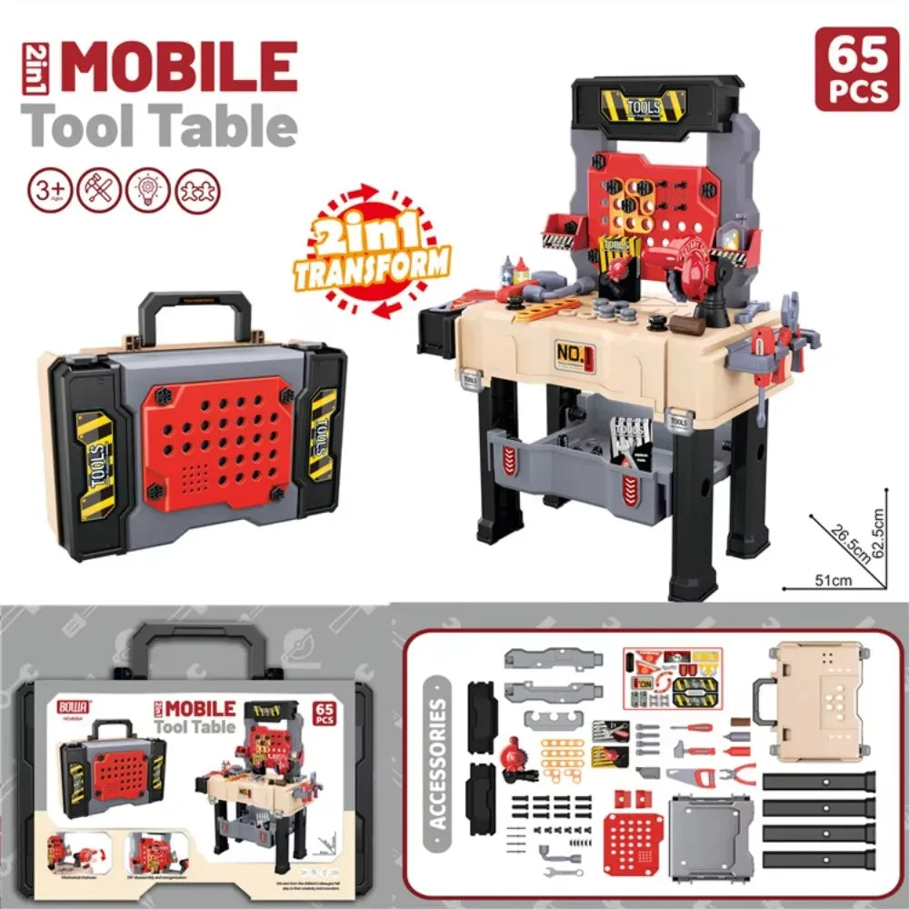 2-in-1 Kinder Speelgoed Werkbank met Gereedschap Set