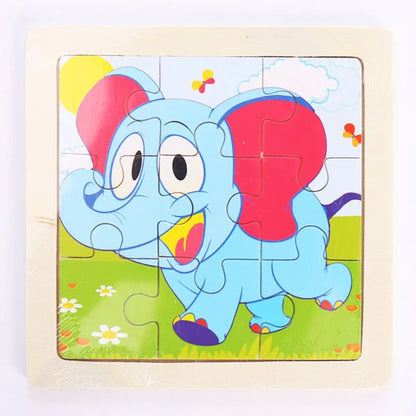 Houten 3D Puzzel met 9 Stukjes – Dieren & Vervoer