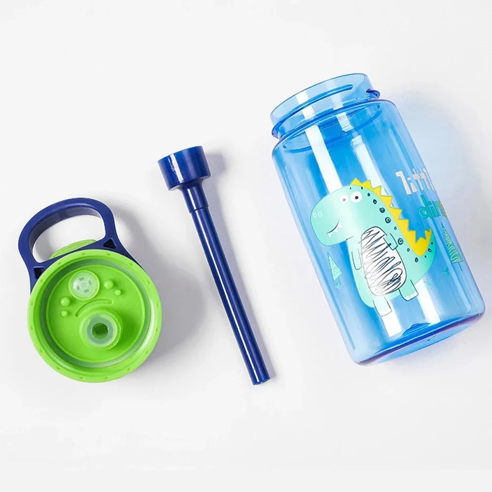 Kinder Drinkfles met Tuitbeker en Rietje – Lekvrij Dino – 480 ml