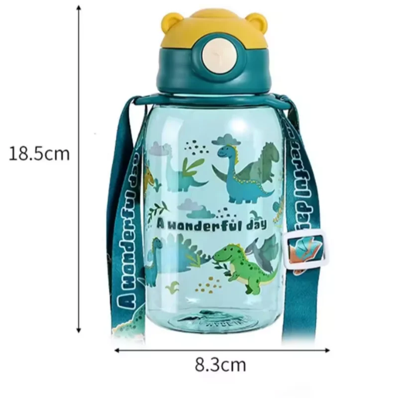 Lekvrije Waterfles 650ml voor Kinderen met Rietje en Leuke Print