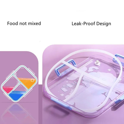 800ml RVS Cartoon Lunchbox met Lepel voor Kinderen, Lekdicht