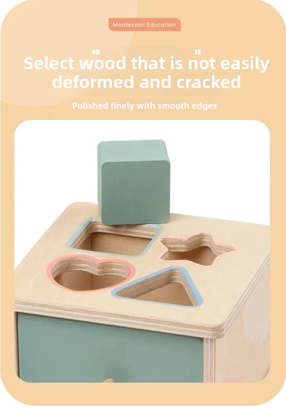 Houten Montessori Sorteerbox voor Kleuren en Vormen met Lade