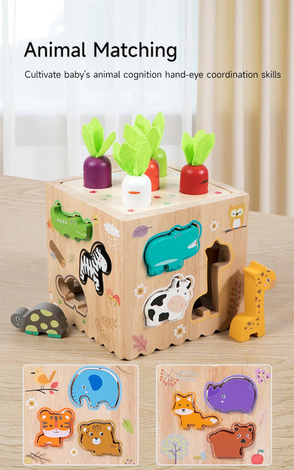 Houten Montessori Sorteerspel met Vormen en Dieren