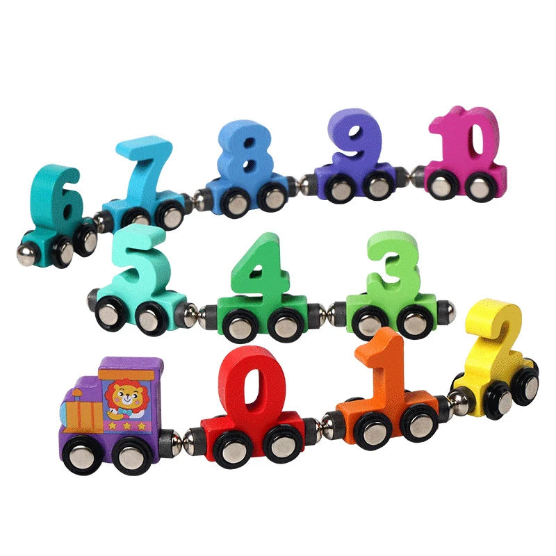 Houten Magneet Trein met Cijfers | Montessori Peuterspeelgoed