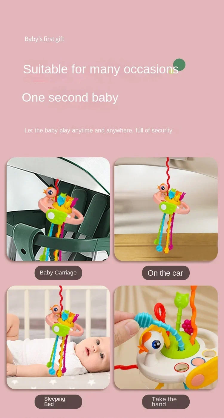 Montessori Baby Speelgoed met Trekkoord – Sensorische Ontwikkeling & Bijtring