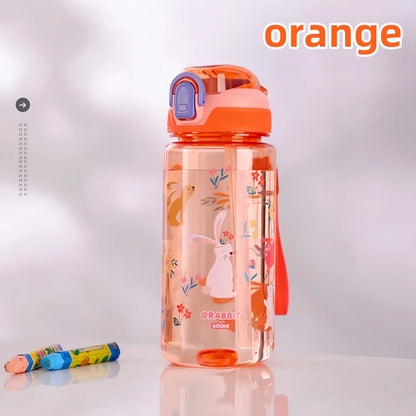 Dinosaurus Drinkfles 600ml met Siliconen Rietje en Draagkoord