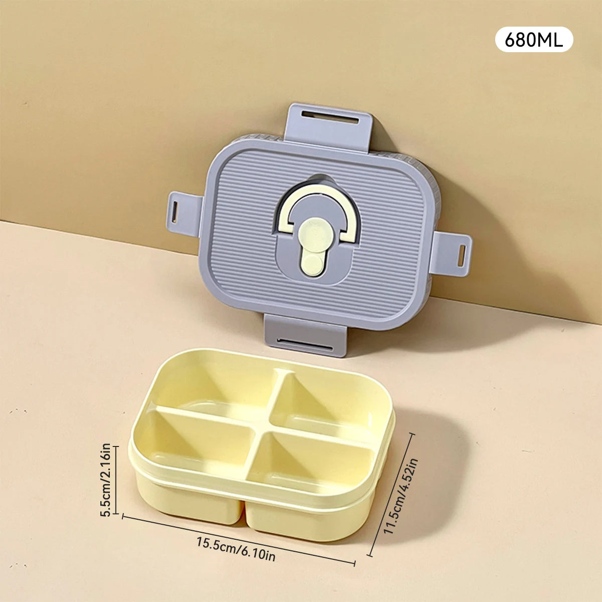 Draagbare Plastic Lunchbox met Vakken - Lekvrij & Magnetronbestendig voor Kinderen