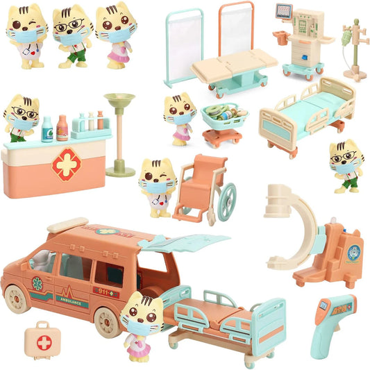 Dierenarts Speelset met Ambulance en Zorgfiguren