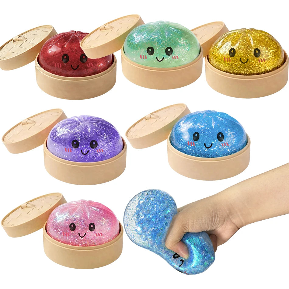 Realistische Knijpdumpling Fidget Toy met Steamer